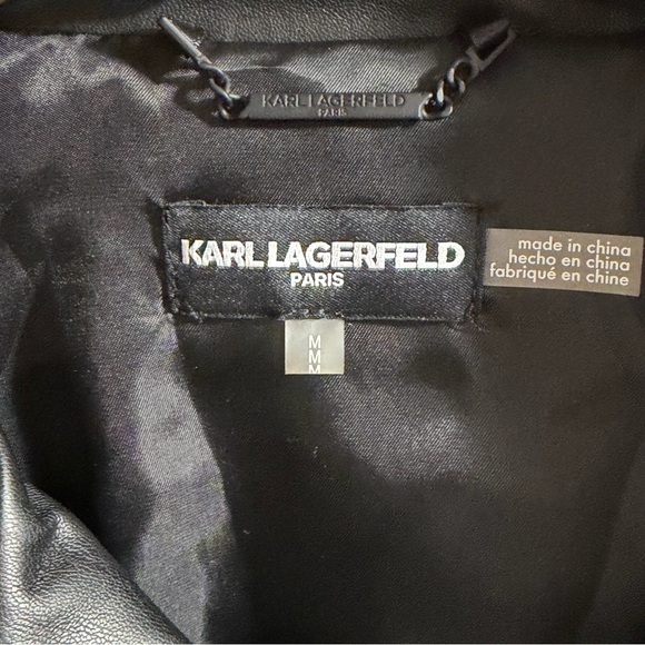 Karl Lagerfeld Paris Tweed Moto Jacket Black White Size M - Picture 2 of 8